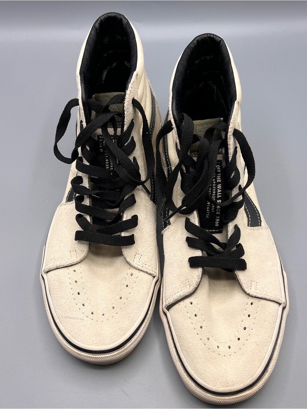 Vans Sk8-Hi Suede Sneakers size 9 men size 10.5 women’s high top off white black